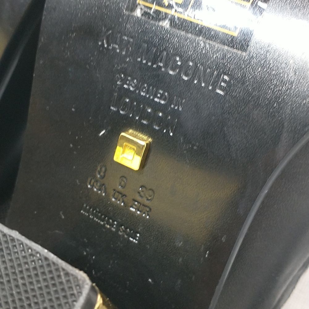 Kat Maconie Womens Sandal Block Heels Shoes Black Leather Slip On Peep Toe 8 - Picture 8 of 10